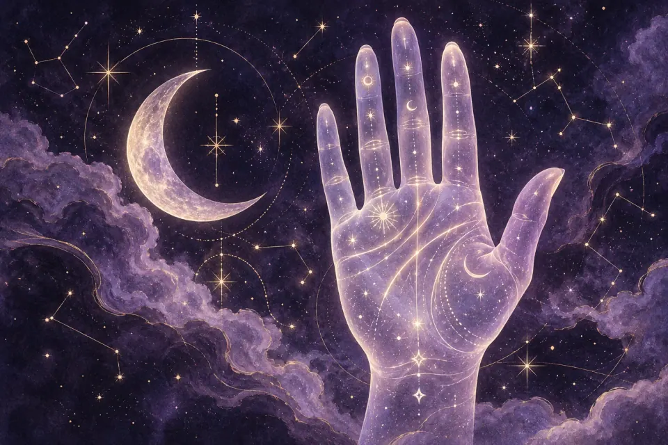 Celestial palm illustration